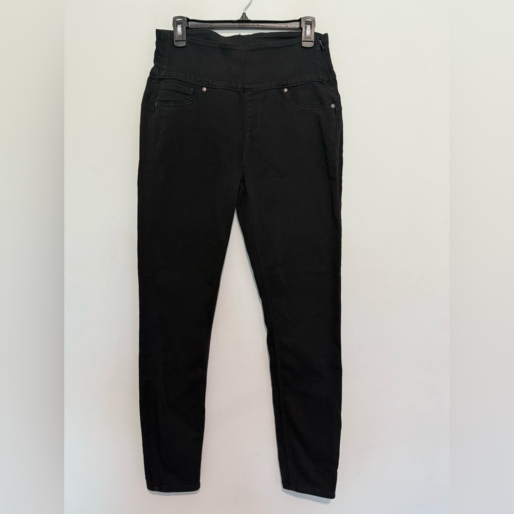 Spanx Womens  Denim Pants High Waisted Side Zip - Women’s Size Large Black
